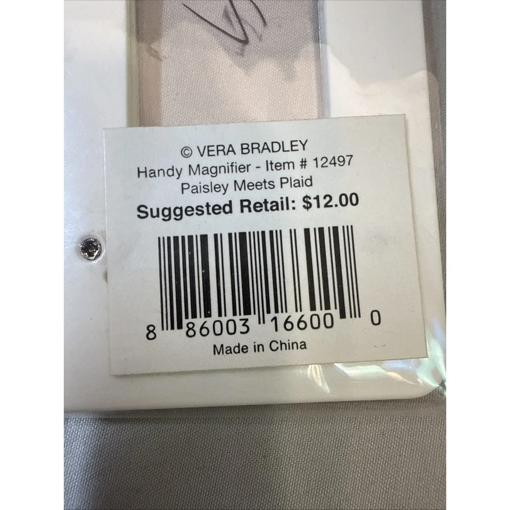 Vera Bradley LED Light-Up Pocket Magnifier Lens - Paisley Meets Plaid Pattern